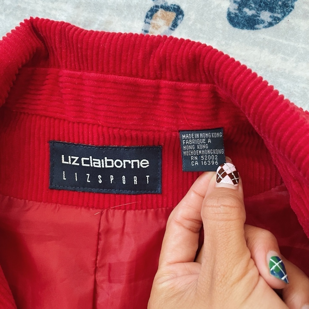 Liz Claiborne Red Corduroy Jacket 100% cotton Size S oversized fit - Picture 3 of 5